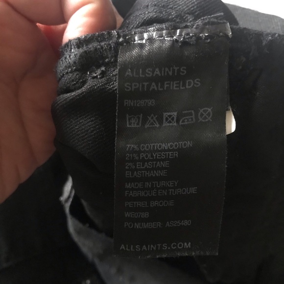 ALLSAINTS Petrel Brodie Coated Black Skinny Jeans - Picture 6 of 9